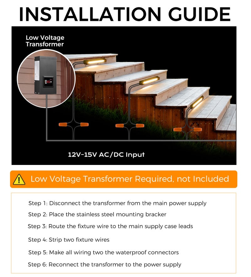 CLOUDY BAY [6 Pack] 12 Inch 12V-15 VAC/DC Low Voltage Hardscape Lighting Paver Light,Retaining Wall Lights Outdoor,IP65 Waterproof, 7W 2700K Soft White,Frost Lens Deck Step Light - Image 4